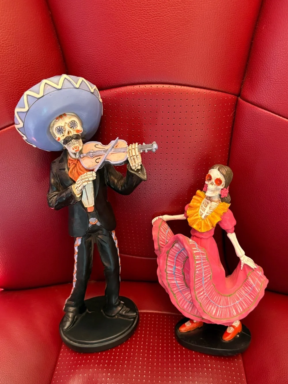 Day of the Dead Skeleton Mariachi & Dancer Figurine Set
